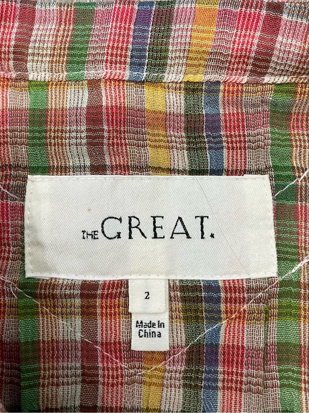 The Great Button-Up Plaid Shirt Women's Blouse Colorful 100% Cotton Size 2 - Picture 2 of 10